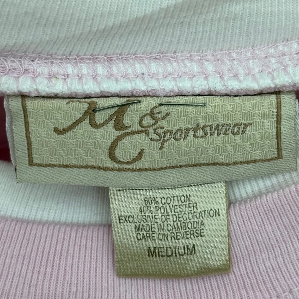 Vintage Women's M&C Sportswear Pink Snowflake Winter Christmas Sweatshirt Size M